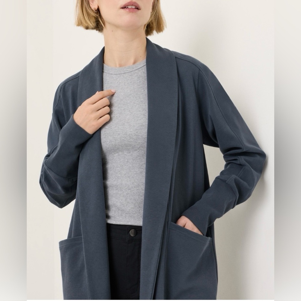 PACT Midnight Blue Organic Airplane Wrap Cardigan (M) - Picture 8 of 9
